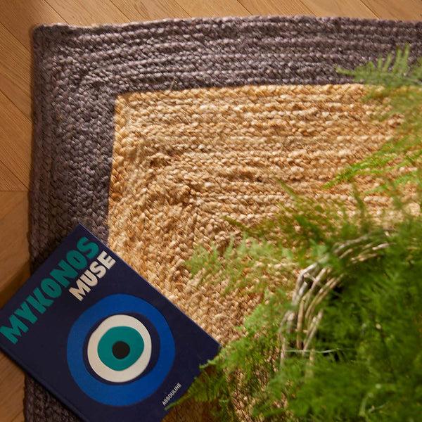 Hug Rug Jute Border Rug Grey