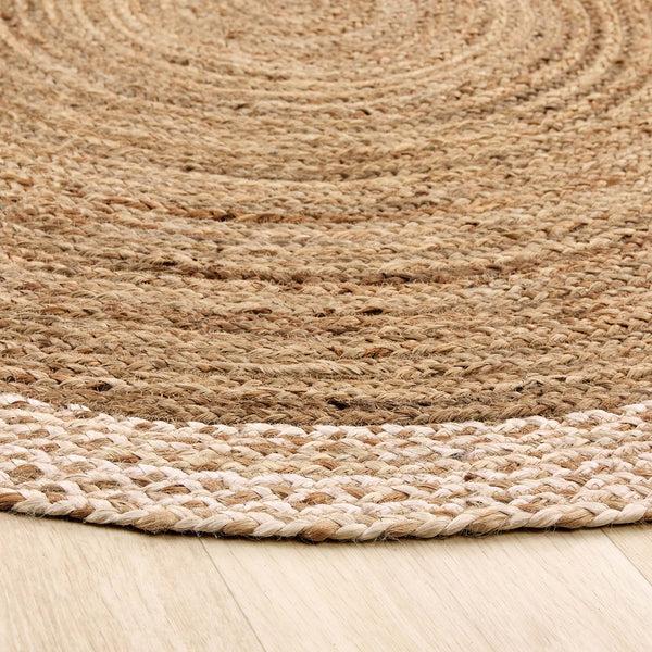 Hug Rug Jute Border Rug Natural White