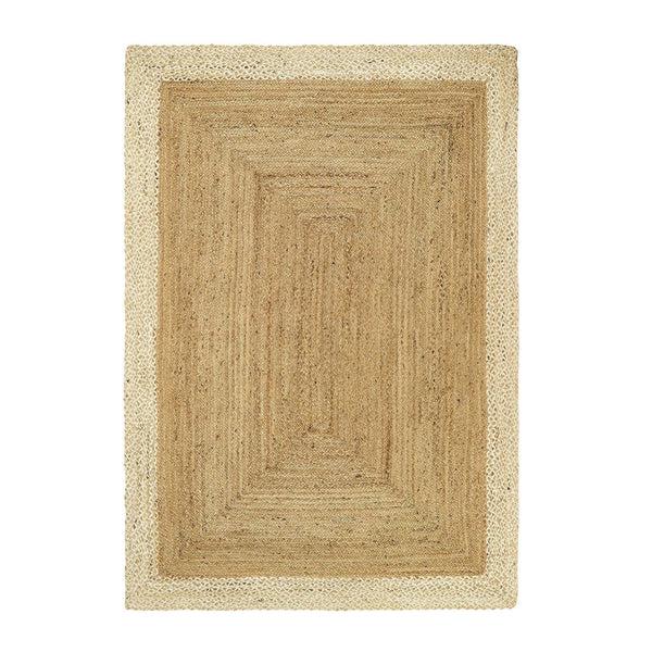 hug rug Jute Border Rug Natural White