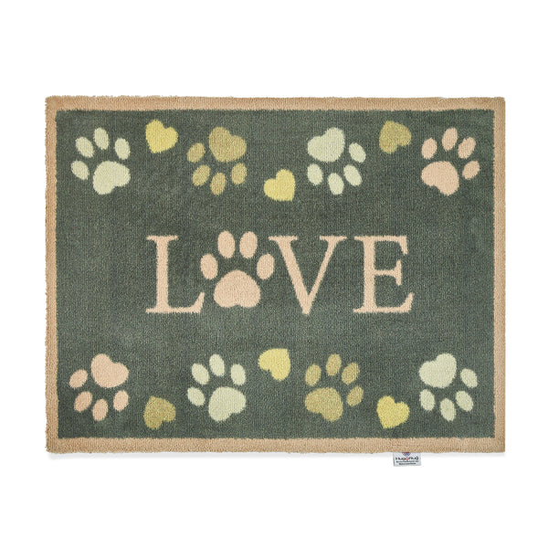 hug rug Love Paws Green Washable Doormat