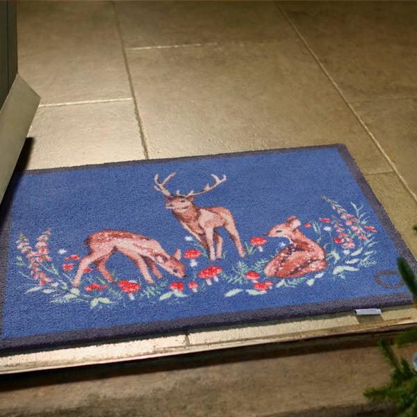 Hug Rug Meadow Deer Blue Washable Doormat