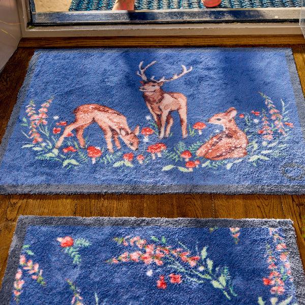 Hug Rug Meadow Deer Blue Washable Doormat
