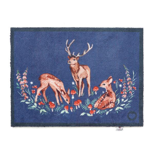 hug rug Meadow Deer Blue Washable Doormat