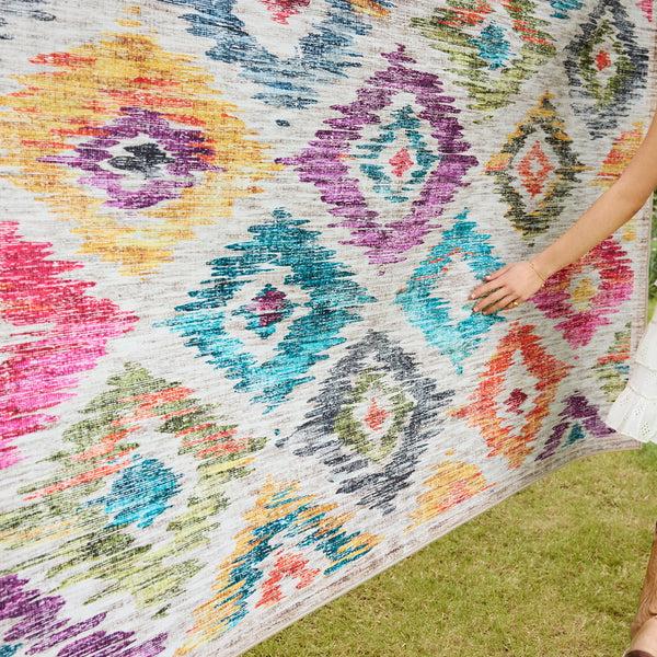 Hug Rug Painted Ikat Eco-Washable Rug