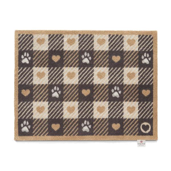 hug rug Pet check 1 Beige Washable Doormat