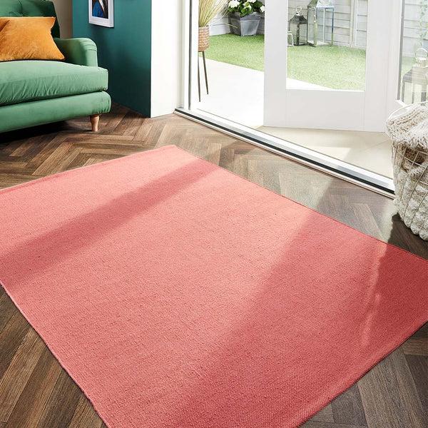 Hug Rug Plain Washable Rug Coral Pink