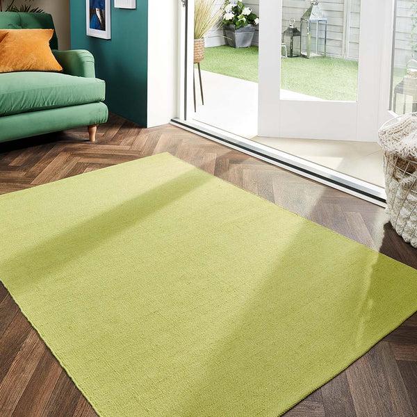 Hug Rug Plain Washable Rug Green