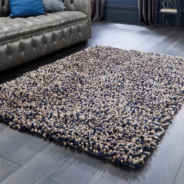 Hug Rug Rocks Shaggy Wool Rug Navy
