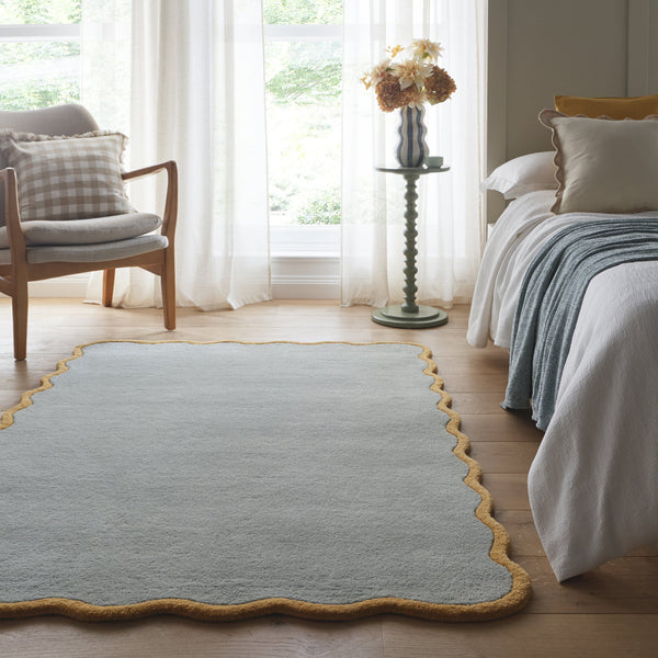 Hug Rug Scalloped Elsie Rug Duck Egg/Ochre