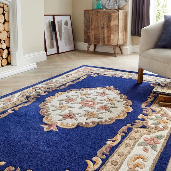 Hug Rug Shensi Aubusson Rug In Navy Blue