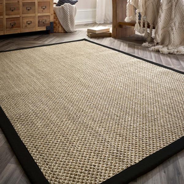 Hug Rug Sisal Light Beige With Black Border Rug