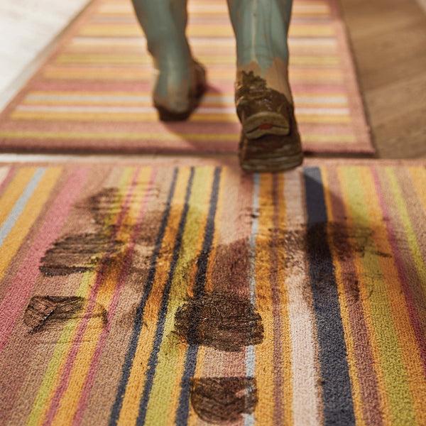 Hug Rug Stripe 70 Red/Brown Washable Doormat