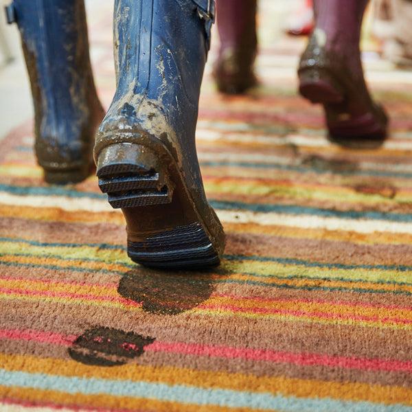 Hug Rug Stripe 70 Red/Brown Washable Doormat