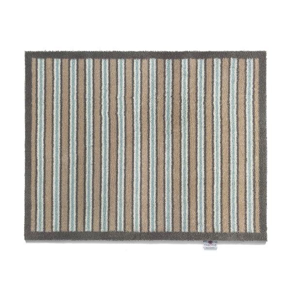 hug rug Stripe 83 Beige/Blue Washable Doormat