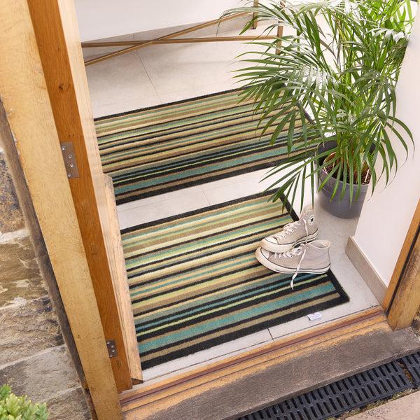 Hug Rug Stripe 84 Blue/Green Washable Doormat
