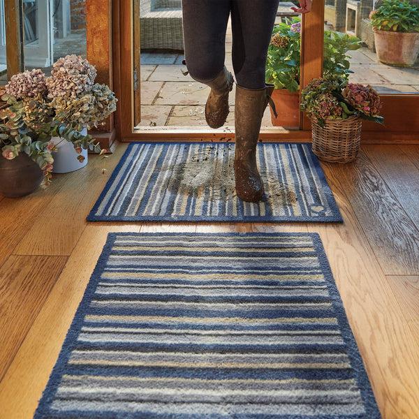 Hug Rug Stripe 88 Blue/Grey Washable Doormat