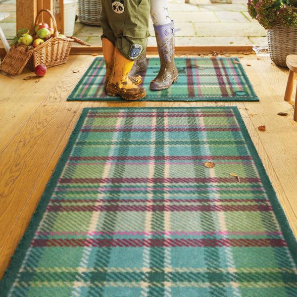 Hug Rug Tartan Green Washable Doormat