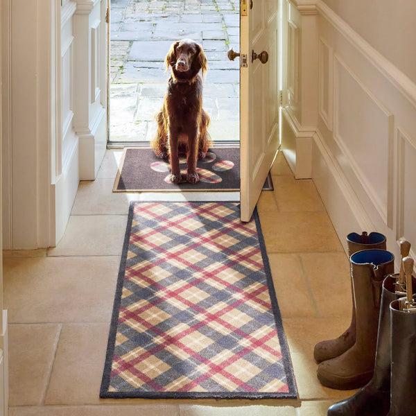 Hug Rug Tartan Paw Navy Washable Doormat