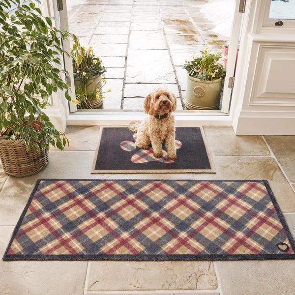 Hug Rug Tartan Paw Navy Washable Doormat