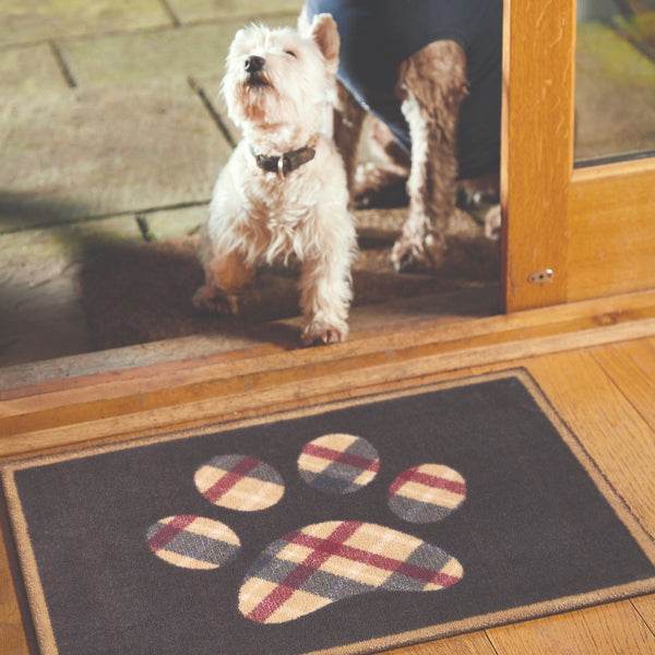 Hug Rug Tartan Paw Navy Washable Doormat