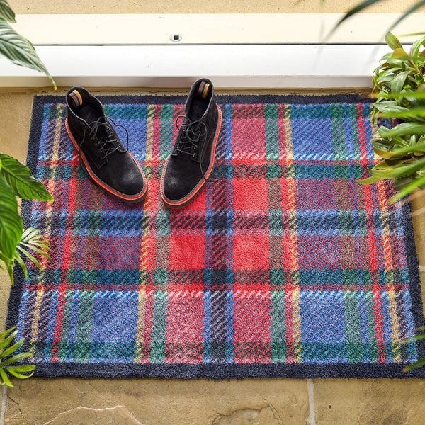 Hug Rug Tartan Red/Blue Washable Doormat