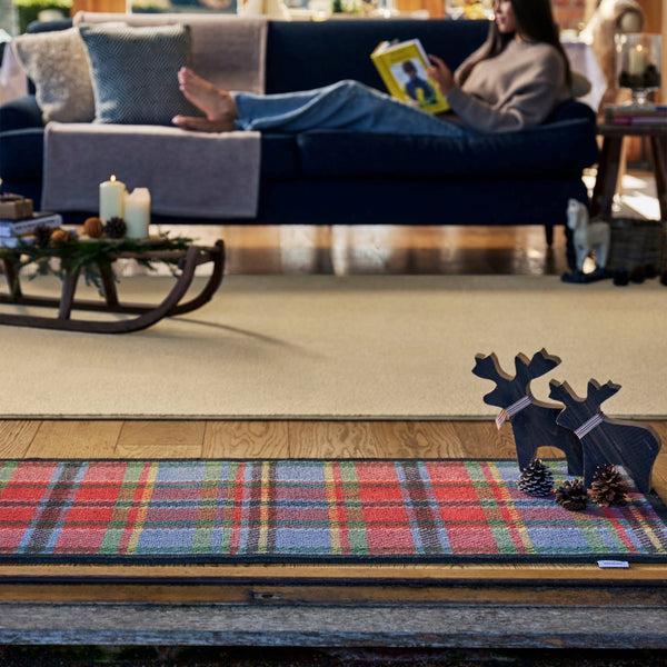 Hug Rug Tartan Red/Blue Washable Doormat