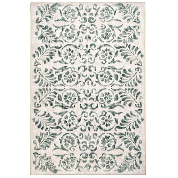 hug rug Vintage Scroll Green Eco-Washable Rug