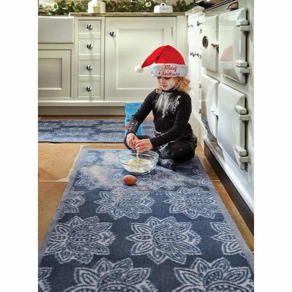 Hug Rug Woodblock 1 Navy Doormat