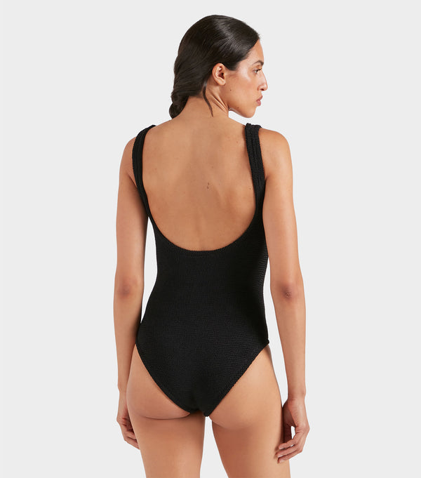 Hunza G Coverage Celine Swim With Tonal Hoops Black