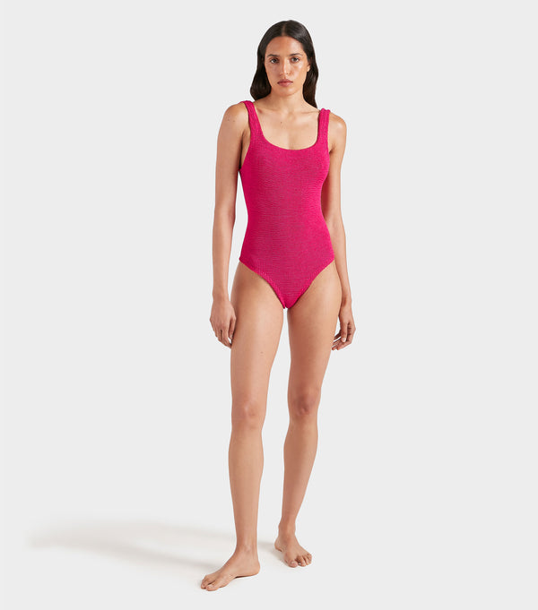 Hunza G Coverage Square Neck Swim Metallic Raspberry