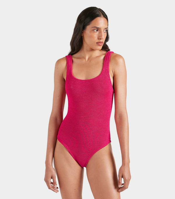 Hunza G Coverage Square Neck Swim Metallic Raspberry