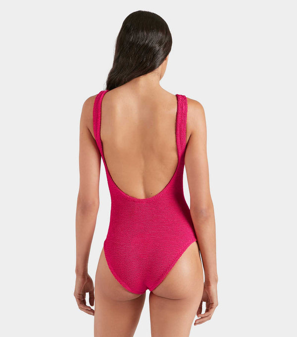 Hunza G Coverage Square Neck Swim Metallic Raspberry