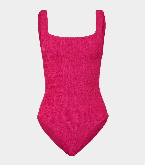 hunza g Coverage Square Neck Swim Metallic Raspberry