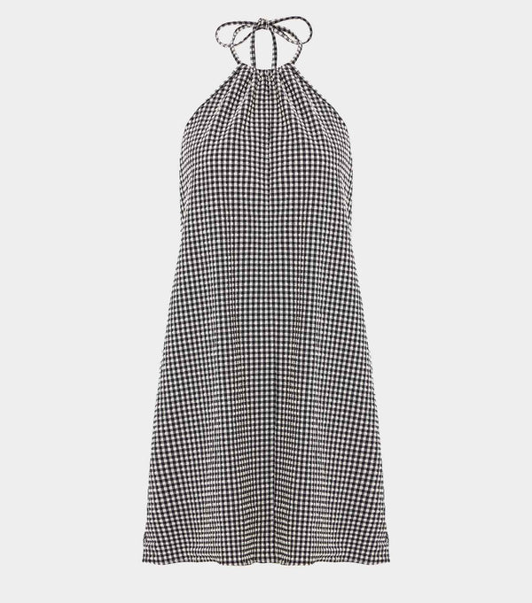 hunza g Gingham Seersucker Mini Dress Black Gingham
