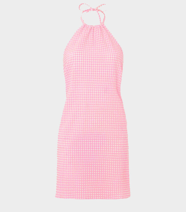hunza g Gingham Seersucker Mini Dress Milkshake Gingham