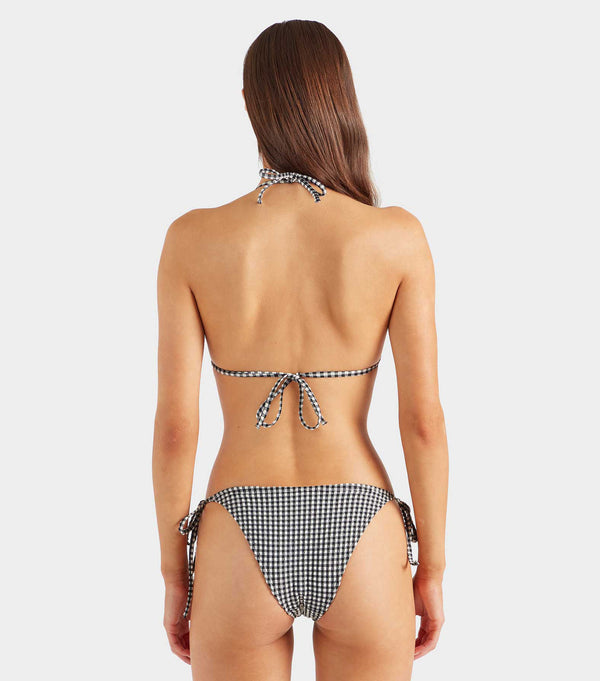 Hunza G Gingham Seersucker Sabrina Bikini Black Gingham