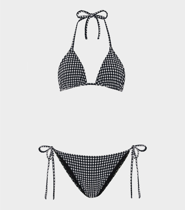 hunza g Gingham Seersucker Sabrina Bikini Black Gingham