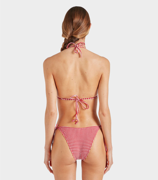 Hunza G Gingham Seersucker Sabrina Bikini Red Gingham