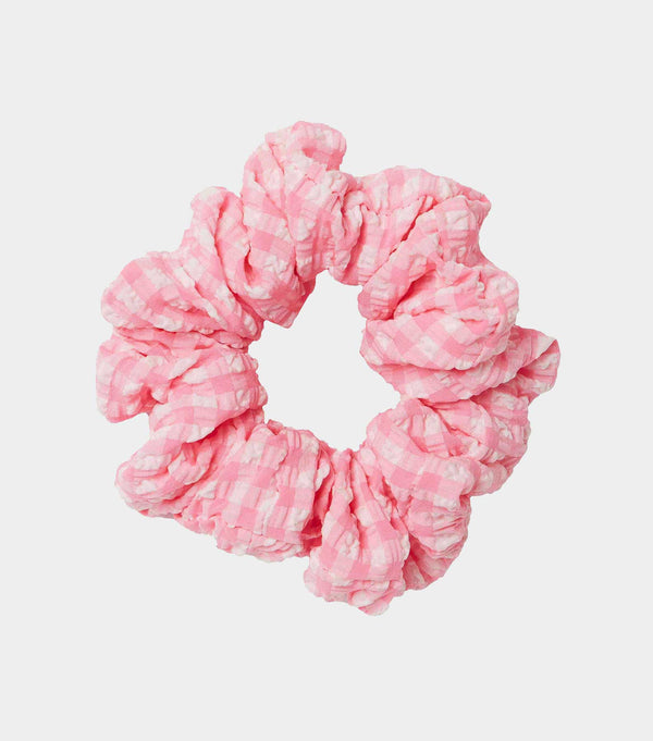 hunza g Gingham Seersucker Scrunchie Milkshake Gingham
