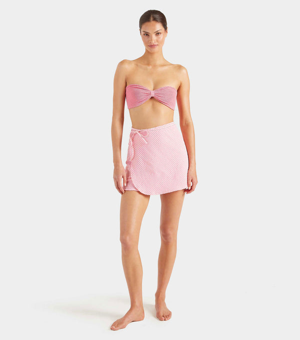 Hunza G Gingham Seersucker Short Sarong Milkshake Gingham
