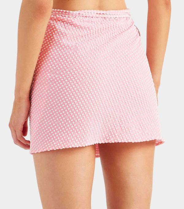 Hunza G Gingham Seersucker Short Sarong Milkshake Gingham