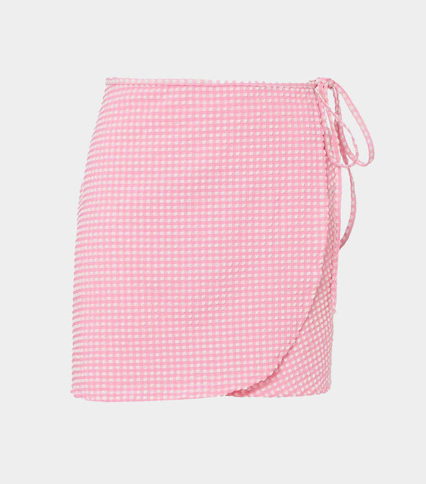 hunza g Gingham Seersucker Short Sarong Milkshake Gingham