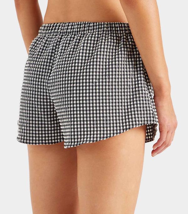 Hunza G Gingham Seersucker Swim Shorts Black Gingham