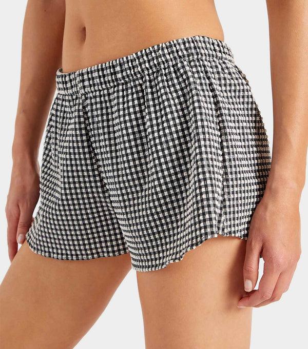 Hunza G Gingham Seersucker Swim Shorts Black Gingham