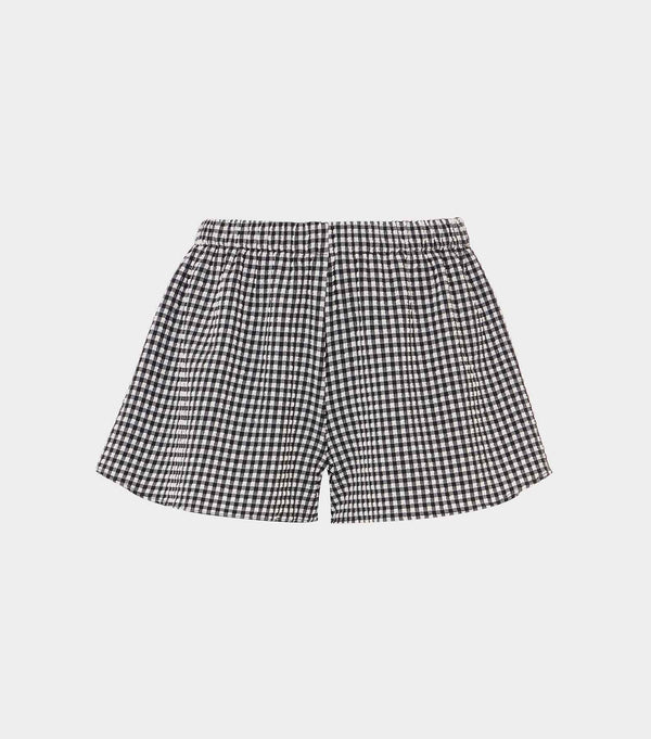 hunza g Gingham Seersucker Swim Shorts Black Gingham