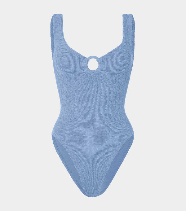 hunza g Celine Swim With Tonal Hoops Cornflower
