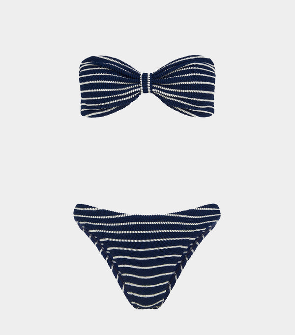 hunza g Coverage Jean Bikini Navy/White Stripe