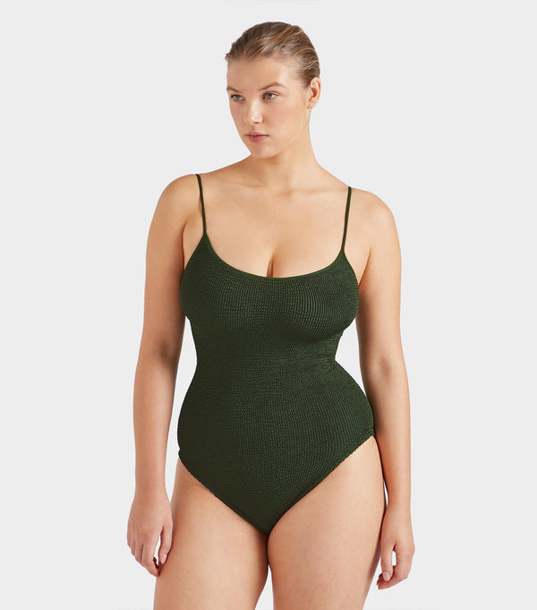 Hunza G Coverage Pamela Swim Metallic Khaki