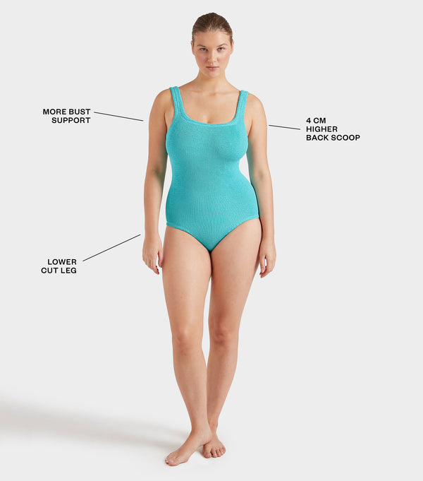 Hunza G Coverage Square Neck Swim Aqua