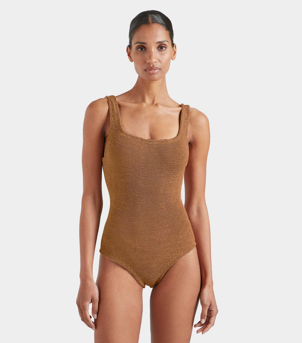 Hunza G Coverage Square Neck Swim Metallic Cocoa